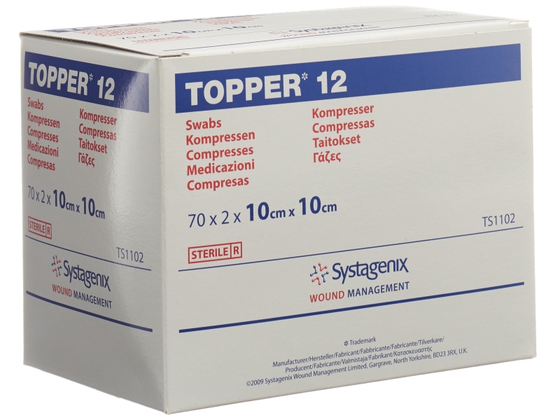 TOPPER 12 compresses nw 10x10cm stériles 70 sachets 2 pièces