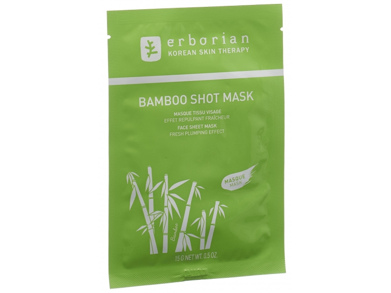 ERBORIAN Korean Therapy Bamboo Shot Mask - Masque Tissu Visage Effet Repulpant Fraîcheur 15 g