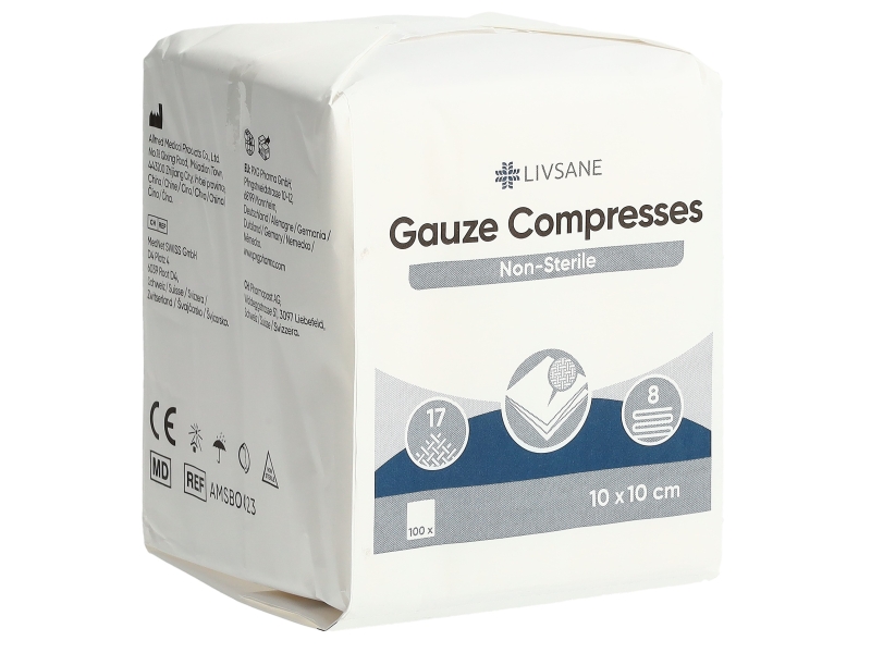 LIVSANE COMPRESSES GAZE 10X10CM NON ST 100 PCE
