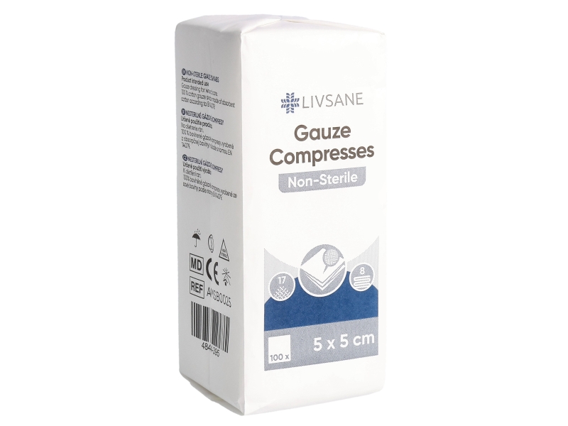LIVSANE COMPRESSES GAZE 5X5CM NON ST 100 PCE